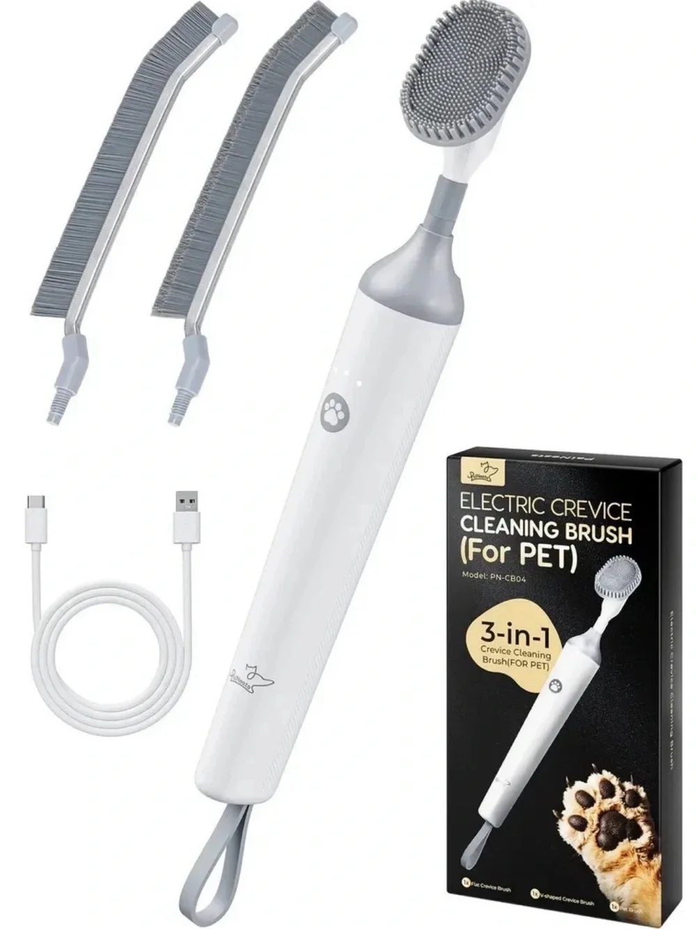 Electric Crevice Cleaning Brush for Pets - White- NWT!! Never used
